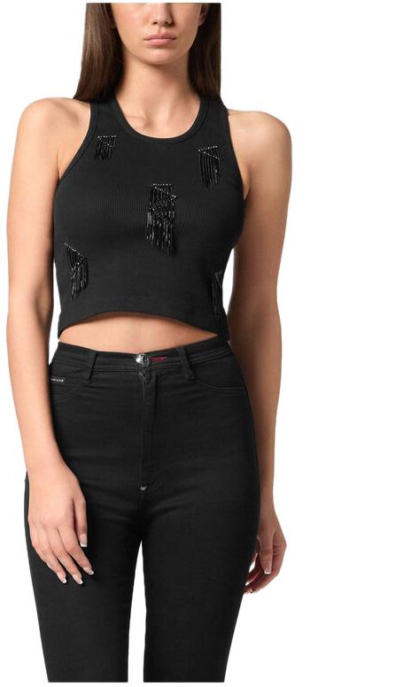 25SS 필립 플레인 민소매 티셔츠 SAECWTK3567PJY002N02 BLACK - PHILIPP PLEIN