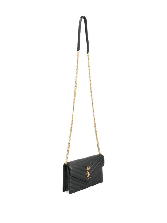 26FW 생로랑 램스킨 소재의 카산드라 마틀라쎄 엔벨로프 체인 지갑 857605 AAA441000 BLACK - SAINT LAURENT