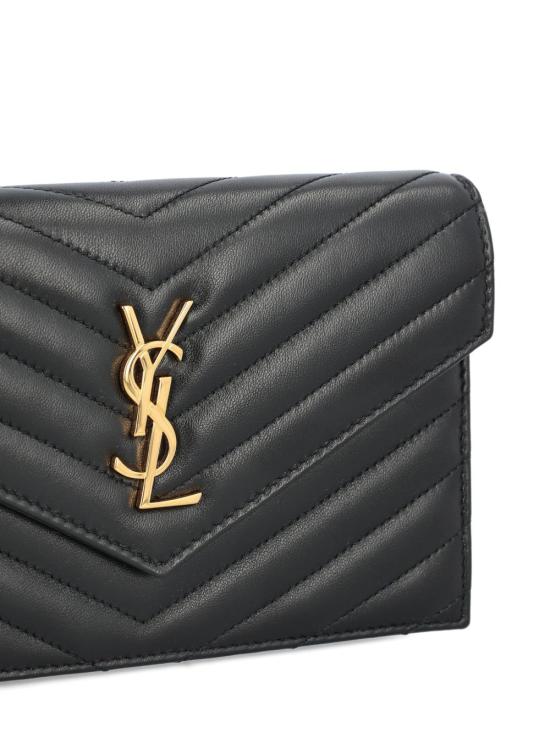 26FW 생로랑 램스킨 소재의 카산드라 마틀라쎄 엔벨로프 체인 지갑 857605 AAA441000 BLACK - SAINT LAURENT