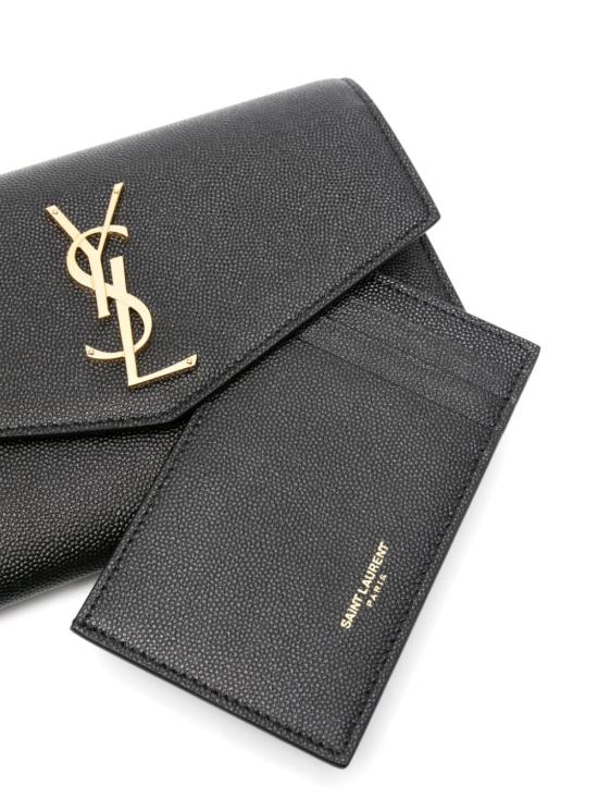 26FW 생로랑 그레인 레더 업타운 체인 지갑 607788 1GF0J1000 BLACK - SAINT LAURENT