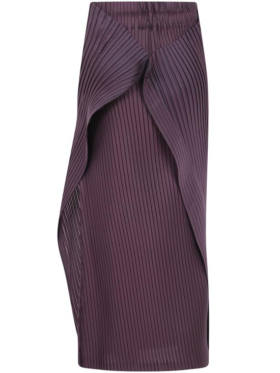 26SS 이세이 미야케 롱 스커트 IM66FG784 85 BURGUNDY - ISSEY MIYAKE
