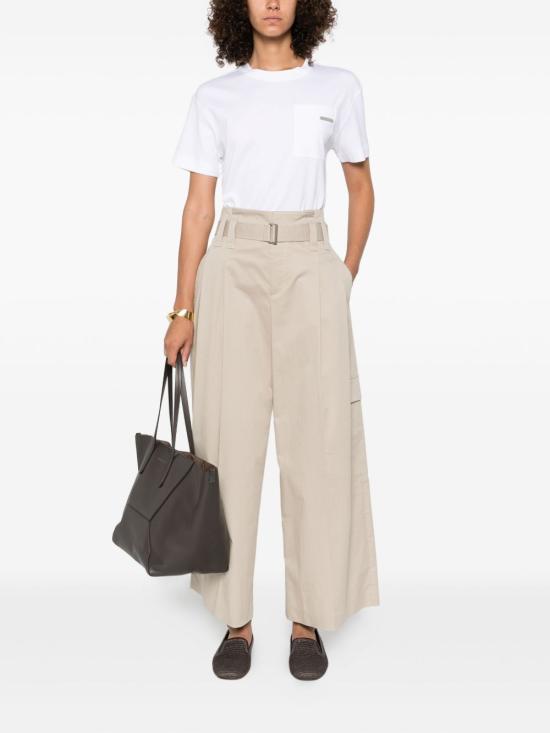 26SS 브루넬로 쿠치넬리 샤이니 탭 코튼 저지 티셔츠 M0T81EC710 C6159 Bianco - BRUNELLO CUCINELLI