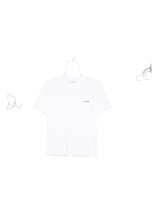 26SS 브루넬로 쿠치넬리 샤이니 탭 코튼 저지 티셔츠 M0T81EC710 C6159 Bianco