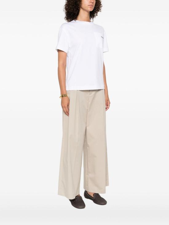 26SS 브루넬로 쿠치넬리 샤이니 탭 코튼 저지 티셔츠 M0T81EC710 C6159 Bianco - BRUNELLO CUCINELLI