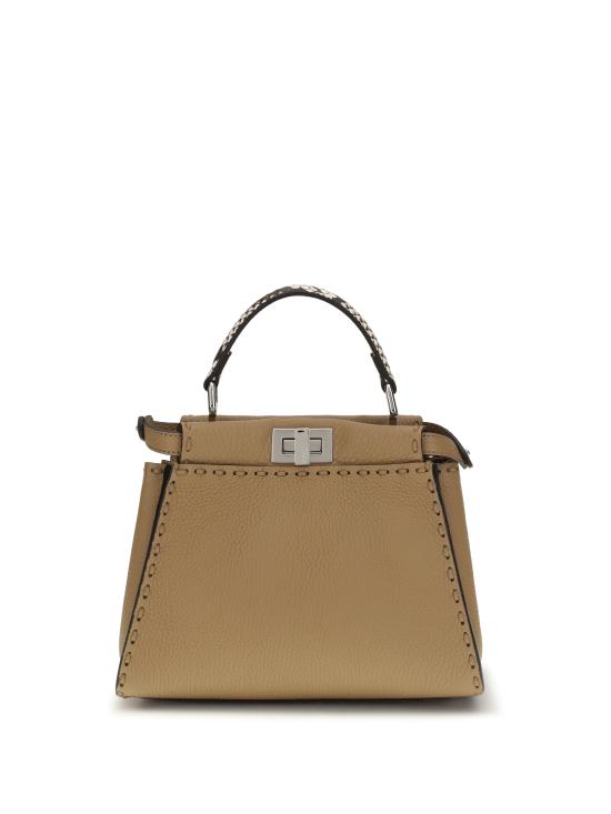 26FW 펜디 미니 피카부 220 핸드 스티칭 탑스티치 헤이즐넛 셀러리아 백 8BN244 AYB3F1X85 Marrone