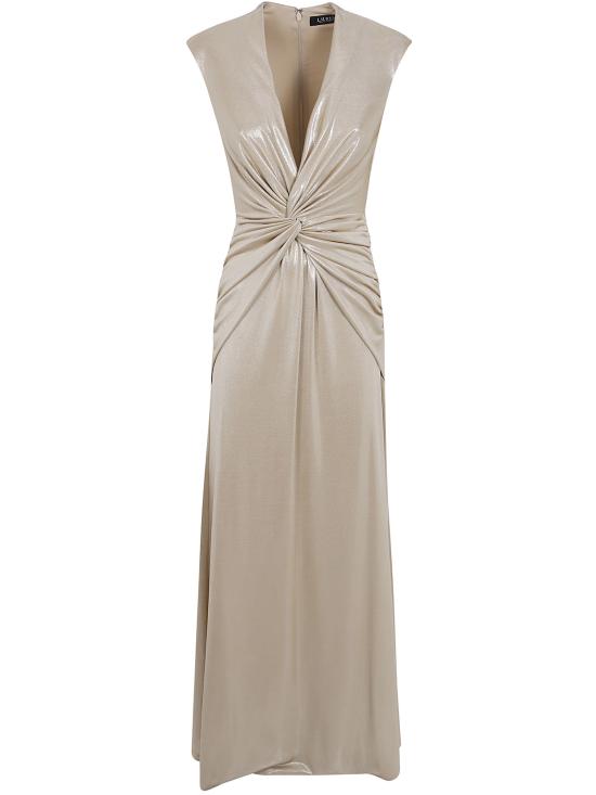 26FW 랄프 로렌 롱 원피스 253P13998 001 BIRCH TAN GOLD FOIL