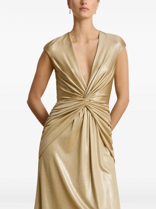 26FW 랄프 로렌 롱 원피스 253P13998 001 BIRCH TAN GOLD FOIL - RALPH LAUREN