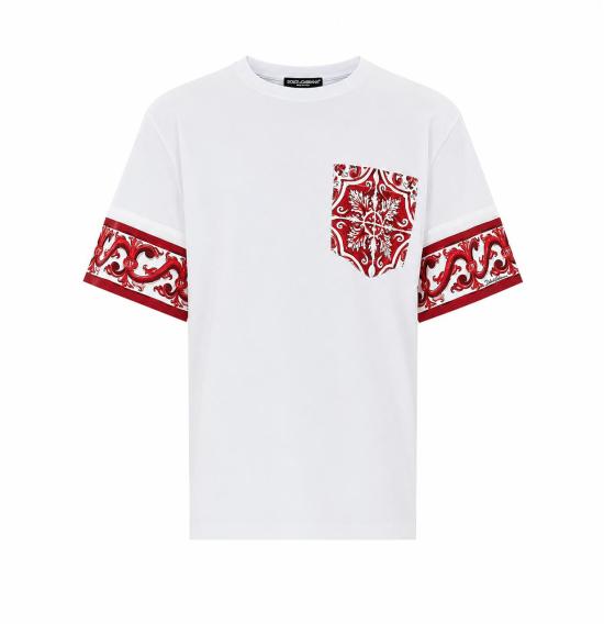 26FW 돌체앤가바나 마졸리카 프린트 코튼 티셔츠 G8SB2T G7P5HI15DQ WHITE