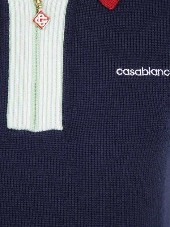 26FW 카사블랑카 폴로 티셔츠 W PF26 KW 856 01 NAVY - CASABLANCA