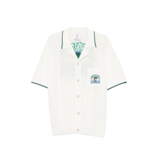 26FW 카사블랑카 반팔 셔츠 PF26 KW 1413 01 PALM WHITE GREEN