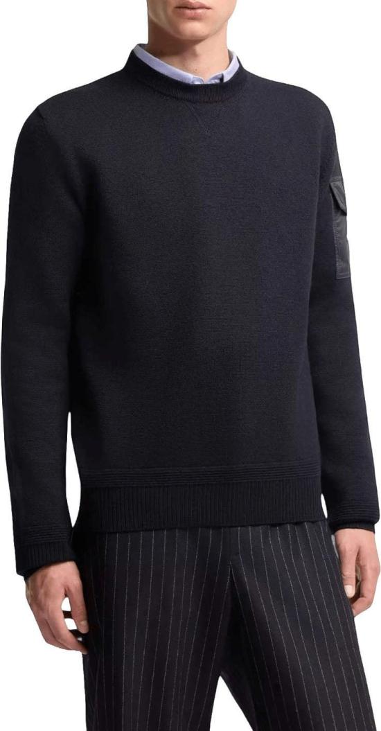 26FW 몽클레어 스웨터 MONCLER9C00001M1131776LOGOCREWNECKNAVY BLACK - MONCLER