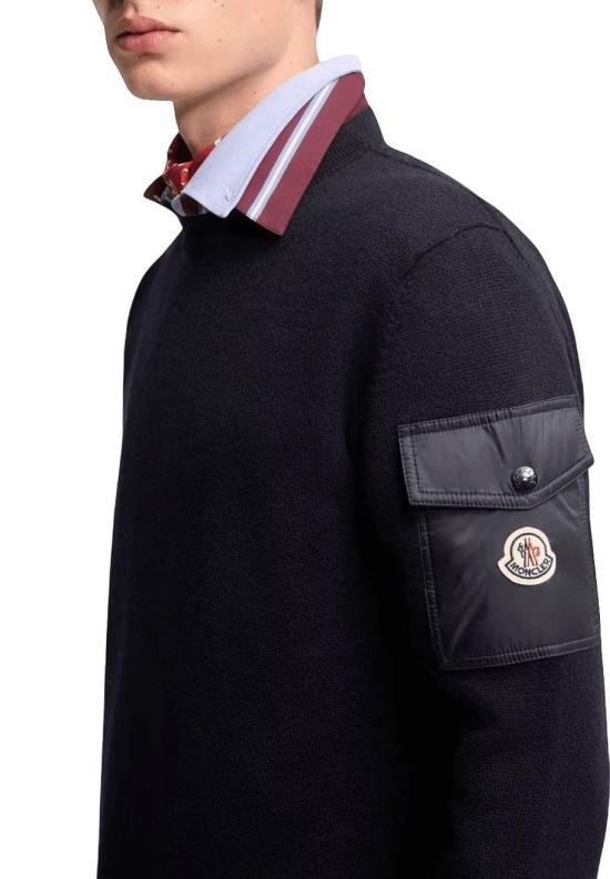 26FW 몽클레어 스웨터 MONCLER9C00001M1131776LOGOCREWNECKNAVY BLACK - MONCLER