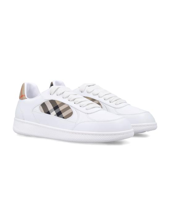 26FW 버버리 레더 체크 테라스 스니커즈 8108649 A1464 WHITESANDI - BURBERRY