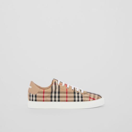 26FW 버버리 체크 레더 스니커즈 8049777131833 A7026 ARCHBEIGE