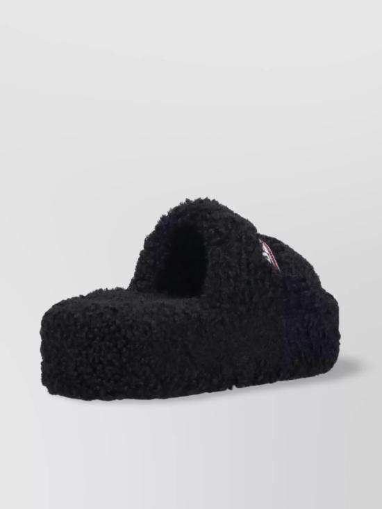 26FW 발렌시아가 퍼리 플랫폼 슬라이더 762826W14C2 1096 BLCKWHTRED - BALENCIAGA
