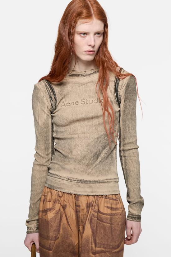 26FW 아크네 스튜디오 레이어드 프린트 롱슬리브 탑 레이어드 프린트 롱슬리브 탑 AL0531 AC0 - ACNE STUDIOS