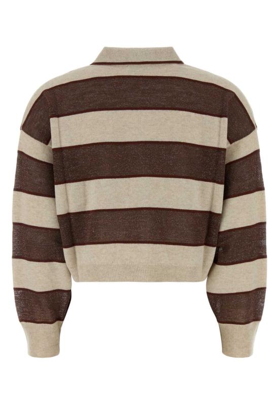26SS 브루넬로 쿠치넬리 스파클링 스트라이프 크롭 니트 폴로 M16221605 CZC29 STRIPPED - BRUNELLO CUCINELLI