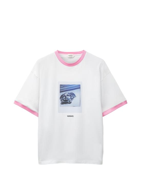 26FW 베르사체 반팔 티셔츠 10260961A18733 2W9J0 WHITE