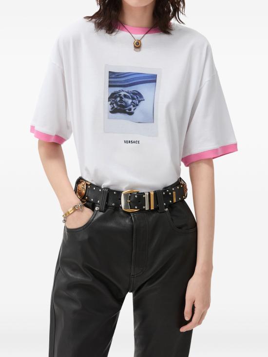 26FW 베르사체 반팔 티셔츠 10260961A18733 2W9J0 WHITE - VERSACE