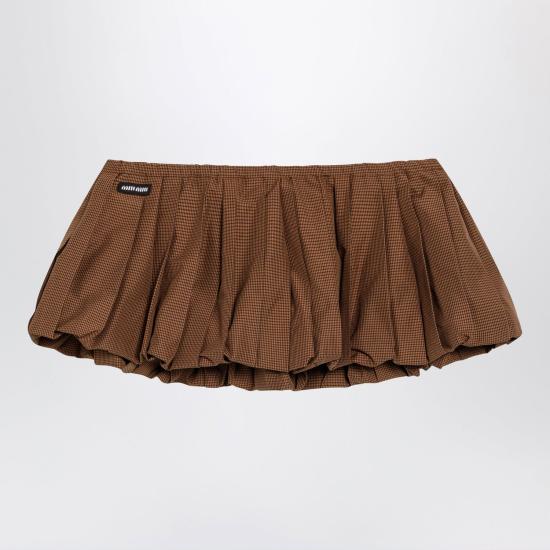 26FW 미우미우 숏 스커트 MG2723OOO19OS F0QB7 BROWN - MIU MIU