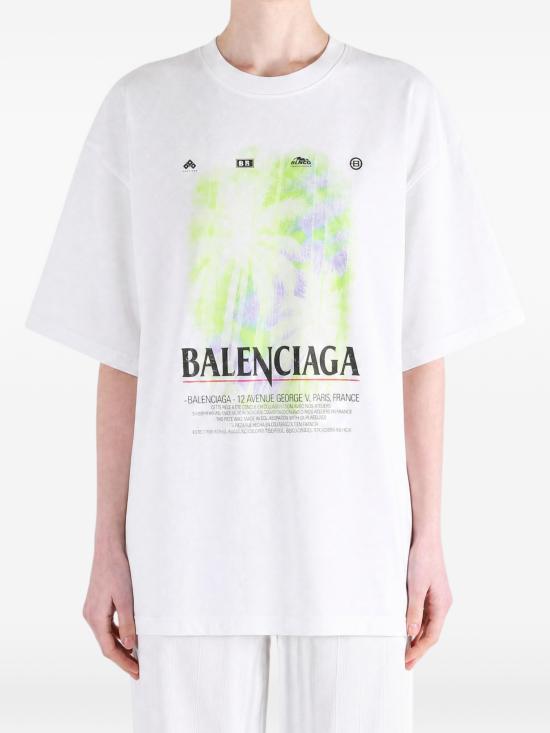 26FW 발렌시아가 더 윈도우 로고 프린팅 티셔츠 A00497TUV07 9000 WHITE - BALENCIAGA