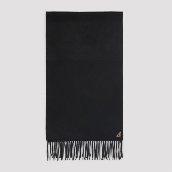 26SS 프라다 삼각 로고 실크 캐시미어 머플러 1FS0652COP F0632 BLACK - PRADA