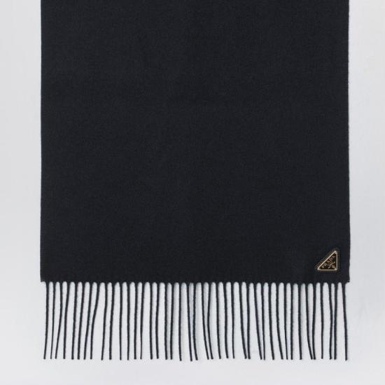 26SS 프라다 삼각 로고 실크 캐시미어 머플러 1FS0652COP F0632 BLACK - PRADA