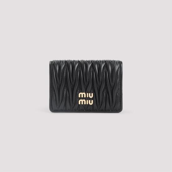 26SS 미우미우 마테라쎄 나파 가죽 카드 지갑 5MC103AFPP F0002 BLACK - MIU MIU