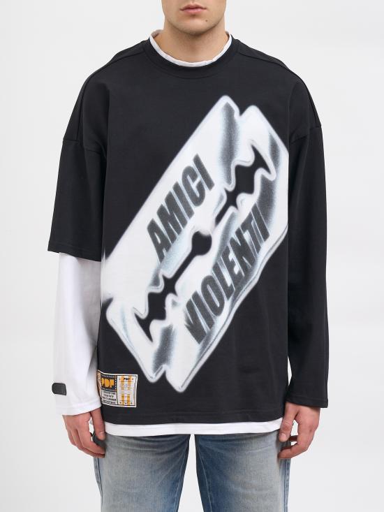 26SS 피디에프 긴팔 티셔츠 NDFM54039TJ101BLADE BLACK