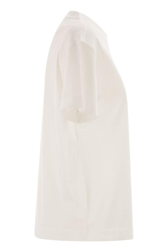  브루넬로 쿠치넬리 샤이니 탭 코튼 저지 티셔츠 M0T81EC710 C6159 WHITE - BRUNELLO CUCINELLI