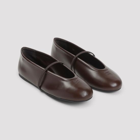 26FW 미우미우 플랫 슈즈 5F334EF005070 F0003 BROWN - MIU MIU