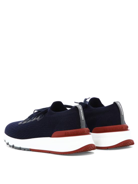 26FW 브루넬로 쿠치넬리 코튼 니트 세미 폴리쉬드 카프스킨 러너 MZUPMBO252CP307 BLUE - BRUNELLO CUCINELLI