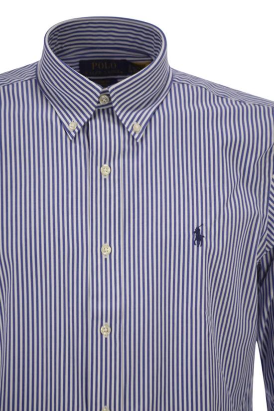 26FW 폴로 랄프로렌 커스텀 핏 코튼 포플린 포니 로고 셔츠 710928255 008 BLUE - POLO RALPH LAUREN