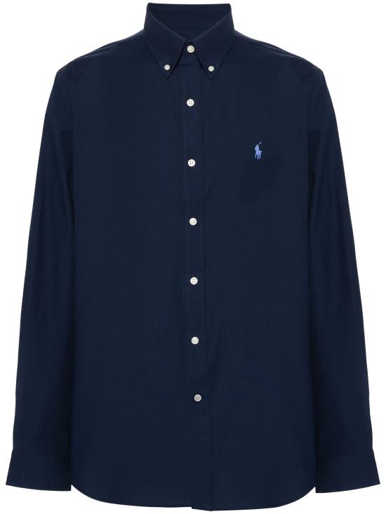 26FW 폴로 랄프로렌 커스텀 핏 코튼 포플린 포니 로고 셔츠 710928255 001 NAVY