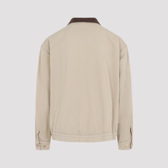 26FW 프라다 코튼 자켓 레더 디테일 SGD189SOOO192A F0065 NUDE NEUTRALS - PRADA