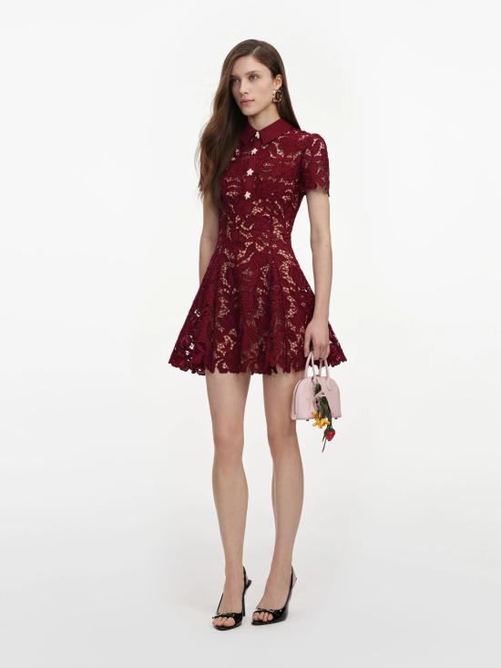 26FW 셀프 포트레이트 숏 원피스 PF26111SABUBURGUNDY ROSSO - SELF PORTRAIT