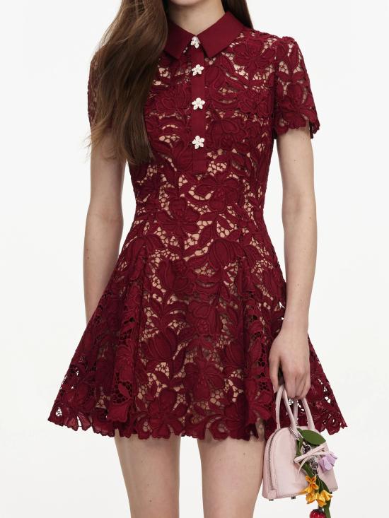 26FW 셀프 포트레이트 숏 원피스 PF26111SABUBURGUNDY ROSSO - SELF PORTRAIT