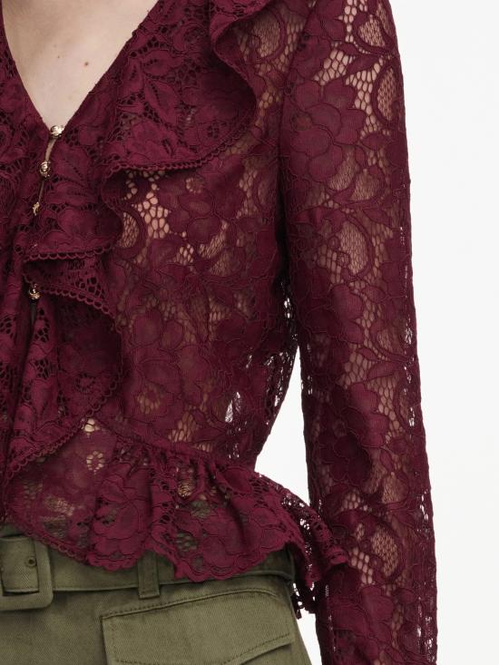 26FW 셀프 포트레이트 긴팔 티셔츠 PF26102TBUBURGUNDY ROSSO - SELF PORTRAIT