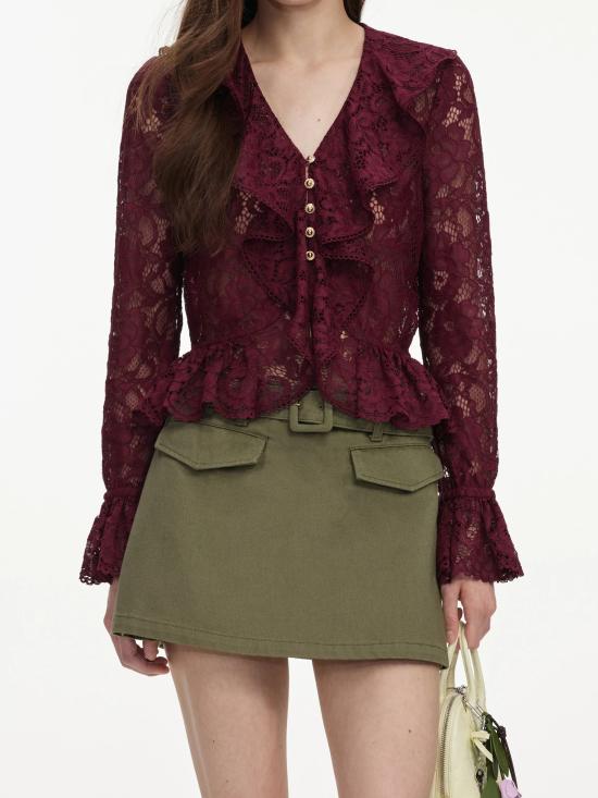 26FW 셀프 포트레이트 긴팔 티셔츠 PF26102TBUBURGUNDY ROSSO - SELF PORTRAIT