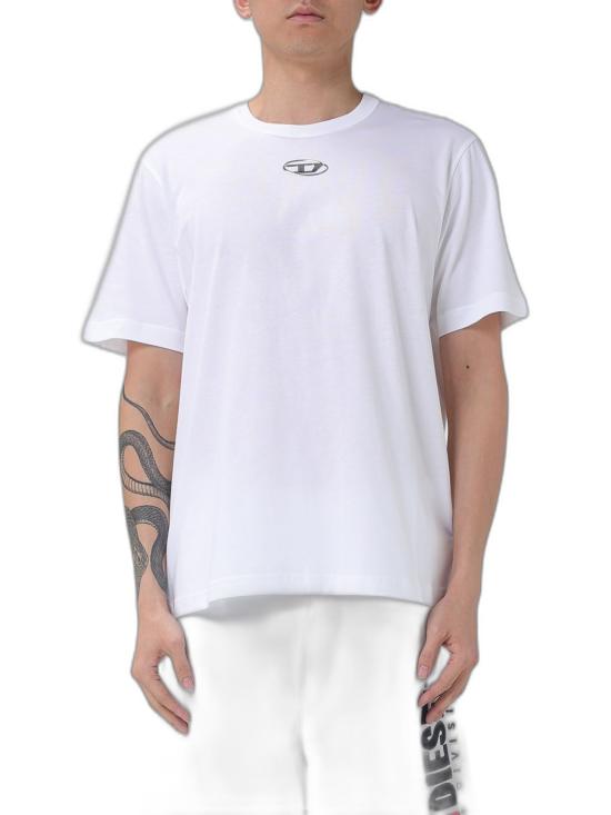 26FW 디젤 T-어드저스트-Od 메탈릭 오발 D 티셔츠 A178800CLBR100 BIANCO