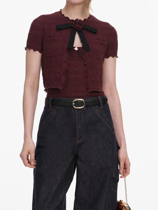 26FW 셀프 포트레이트 반팔 티셔츠 PF26069TBRBROWN MARRONE - SELF PORTRAIT