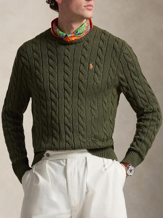 26SS 폴로 랄프로렌 로고 자수 케이블 니트 스웨터 710775885542 VERDE - POLO RALPH LAUREN