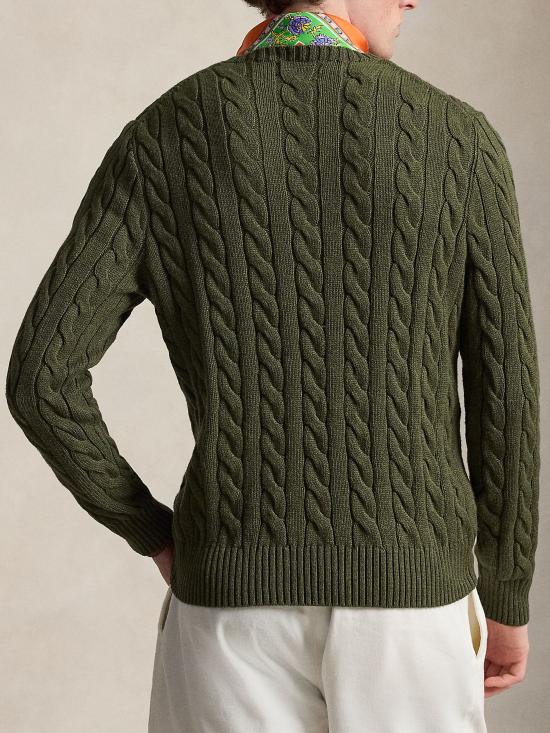 26SS 폴로 랄프로렌 로고 자수 케이블 니트 스웨터 710775885542 VERDE - POLO RALPH LAUREN
