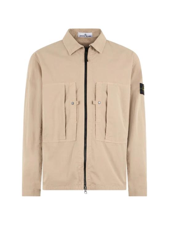 26SS 스톤 아일랜드 머서라이즈드 오가닉 코튼 립스탑 컴포트핏 집업 오버셔츠 L1S151200005S0298 BEIGE