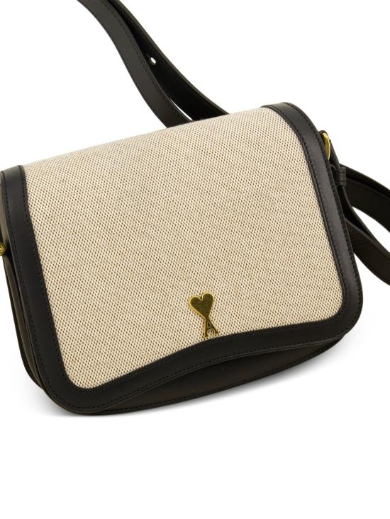 26SS 아미 스몰 하트 로고 글레이즈드 레더 파리 백 ULL717AW0002 1360 BLANC CREME NOIR - AMI