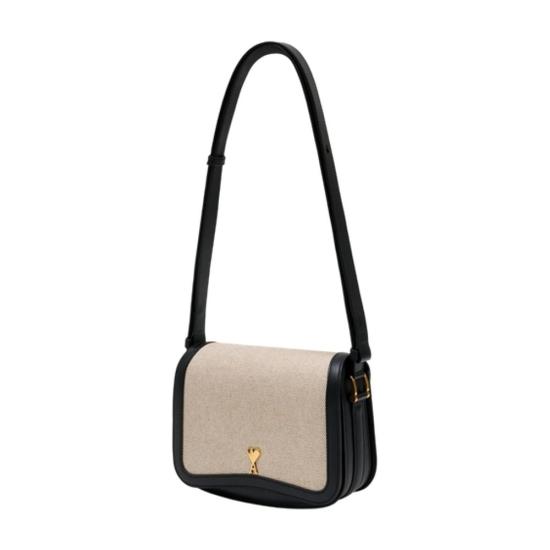 26SS 아미 스몰 하트 로고 글레이즈드 레더 파리 백 ULL717AW0002 1360 BLANC CREME NOIR - AMI
