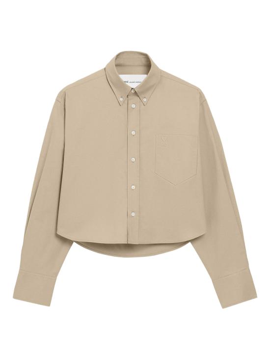 26SS 아미 톤온톤 하트 로고 크롭 오버사이즈 셔츠 FSH770CO0210 A036 BEIGE TAUPE