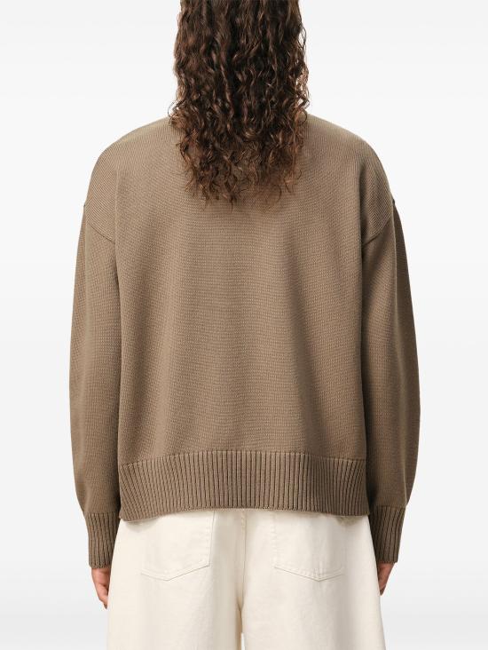 26SS 아미 ADC 울 & 코튼 크루넥 하트 스웨터 UKS859KN0156 A117 BEIGE TAUPE ECRU - AMI