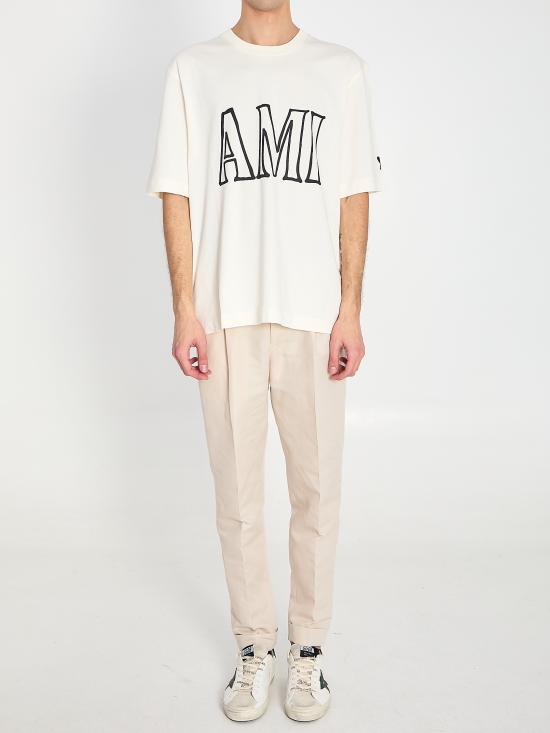 26SS 아미 코튼 아미 파리 프린트 티셔츠 UTS380726 136 BLANC CREME - AMI