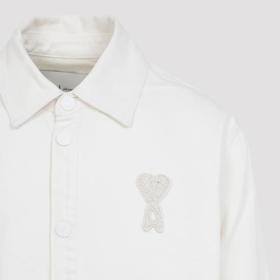 26SS 아미 톤온톤 로고 코튼 니트 오버셔츠 UJK897DE0126 136 BLANC CREME - AMI